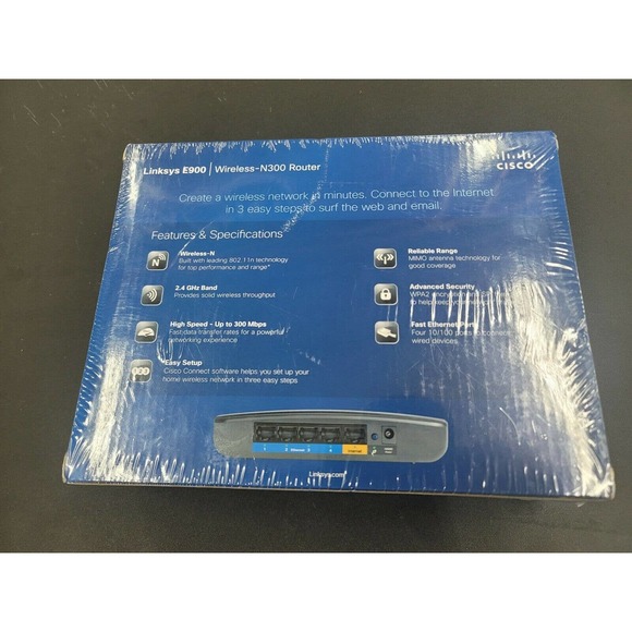 Cisco Linksys E900 Wi-Fi Wireless N300 Router NIB Factory Sealed New - Picture 5 of 5